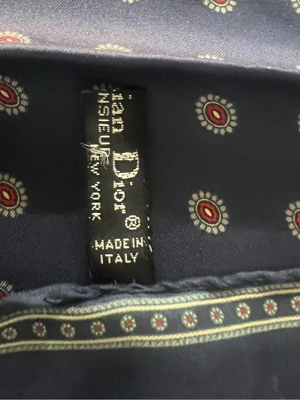 Christian Dior Silk Scarf Vintage Navy Italy